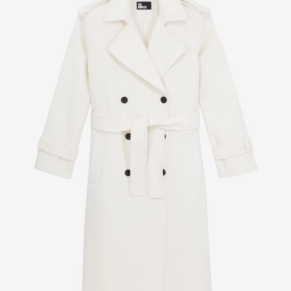 The Kooples White Double-Breasted Trench Coat - Picture 5 of 7